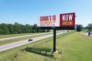 Digital billboard advertising in Mississippi promoting Jones College enrollment